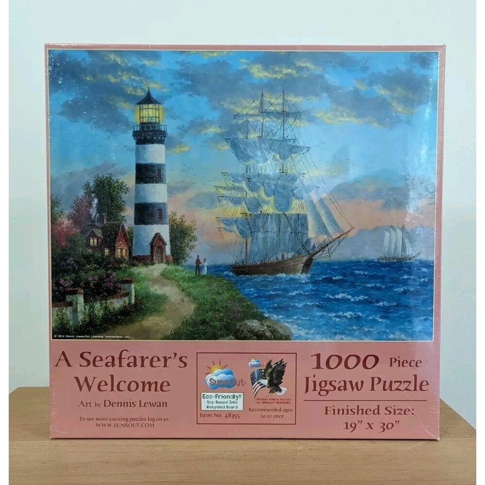 Sunsout A Seafarer's Welcome 1000 Piece Puzzle Dennis Lewan Lighthouse NEW